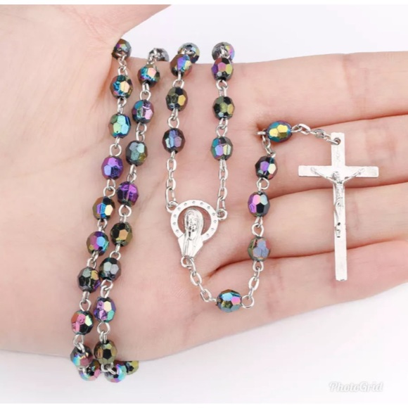 - Rosary Necklace Jesus Christ Cross Stateme… - Picture 1 of 5